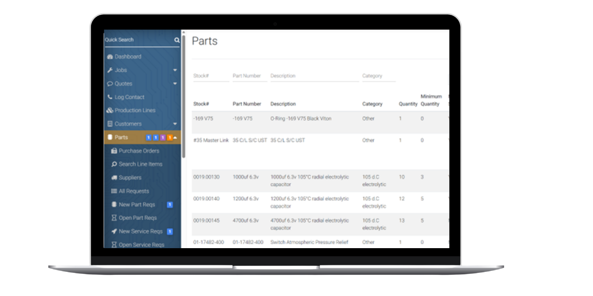 MagnifyERP Inventory Tracking Screen